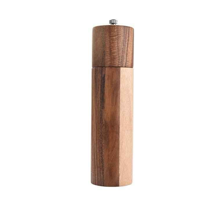 Cylindrical Acacia Wood Pepper Grinder – Ceramic Core, Sleek & Reliable
