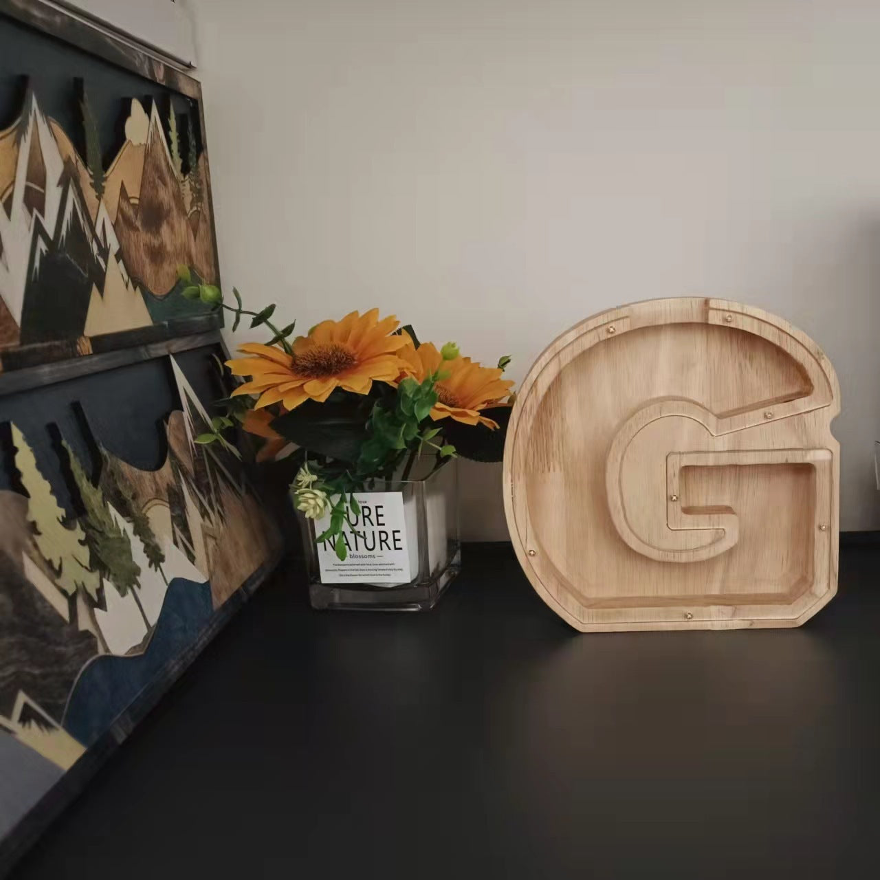 Wooden Letter Coin Bank for Decorative Ornaments