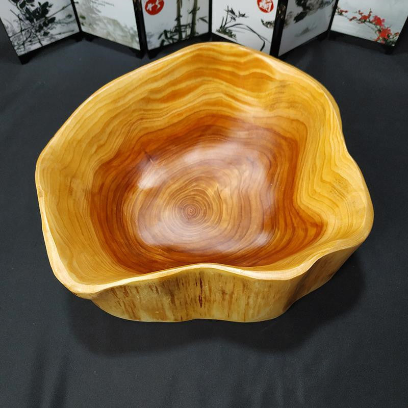 Solid Wood Fruit & Salad Bowl - Large, Modern Design for Living Room