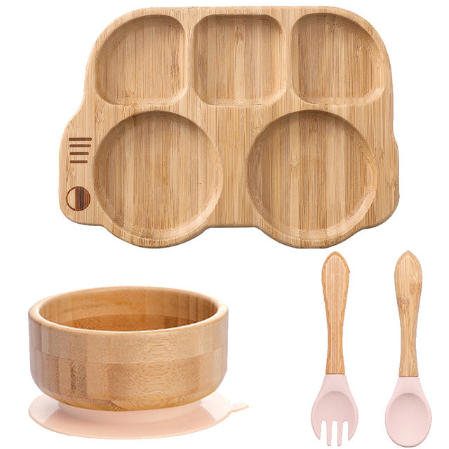 Natural Wooden Feeding Bowls for Kids - Safe & Durable