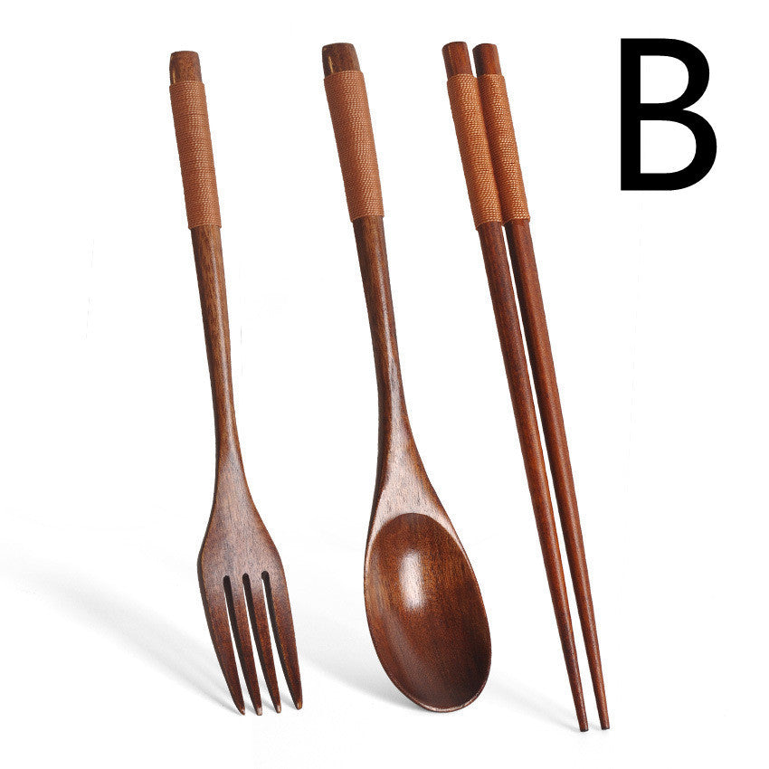 Korean-Style Wooden Spoon Set - Colorful & Creative Tableware