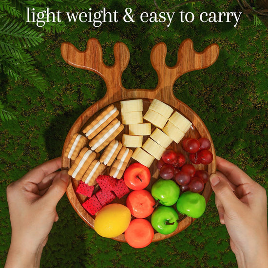 Christmas Wooden Tray: Festive Antler Serving Plate | Woody&