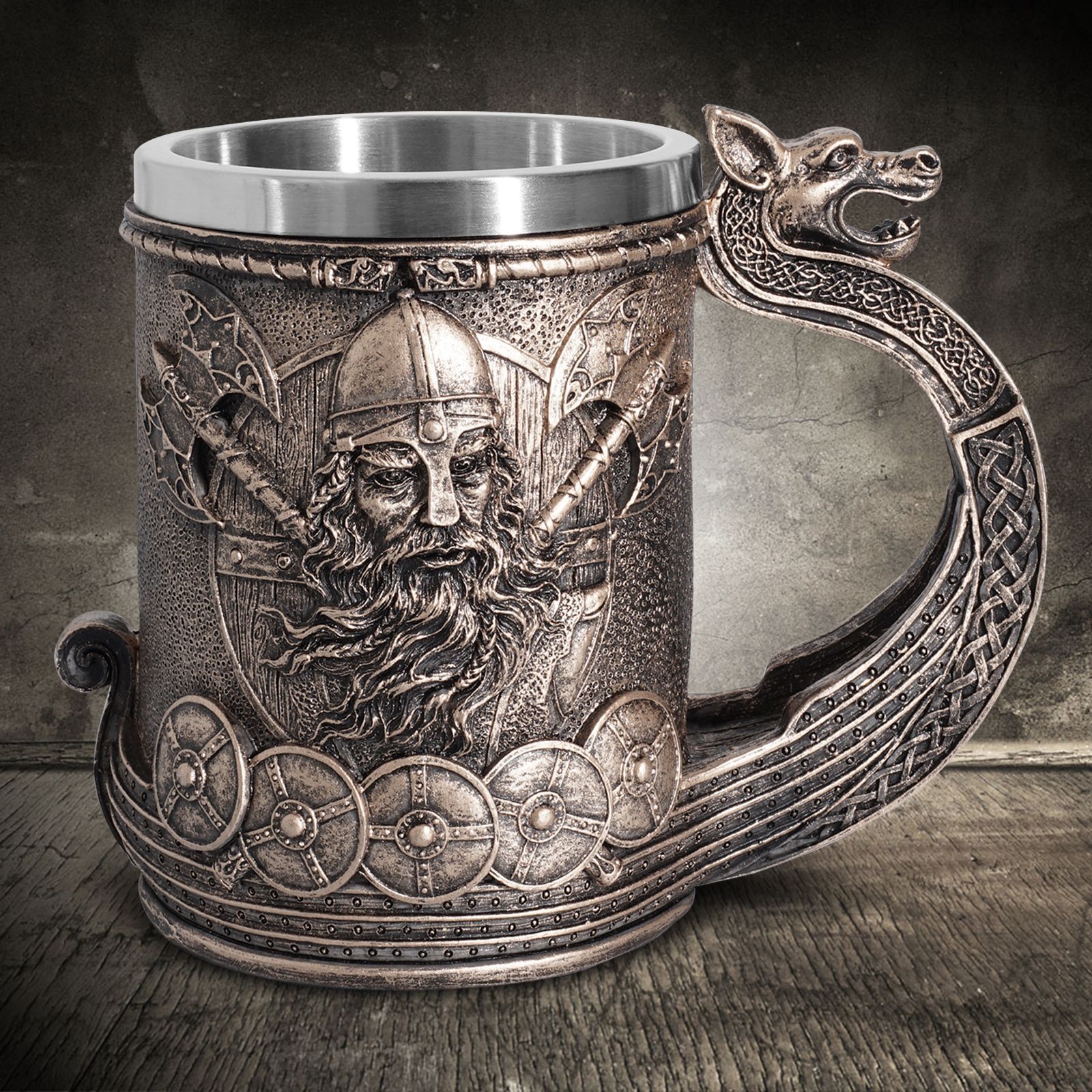 Creative Viking Pirate Beer Steins Resin Craft - Premium Wood by Woody Kitchenware