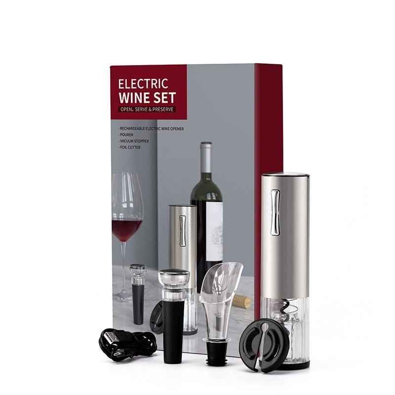 Electric Wine Opener Set – Automatic Corkscrew with Foil Cutter & Can Opener