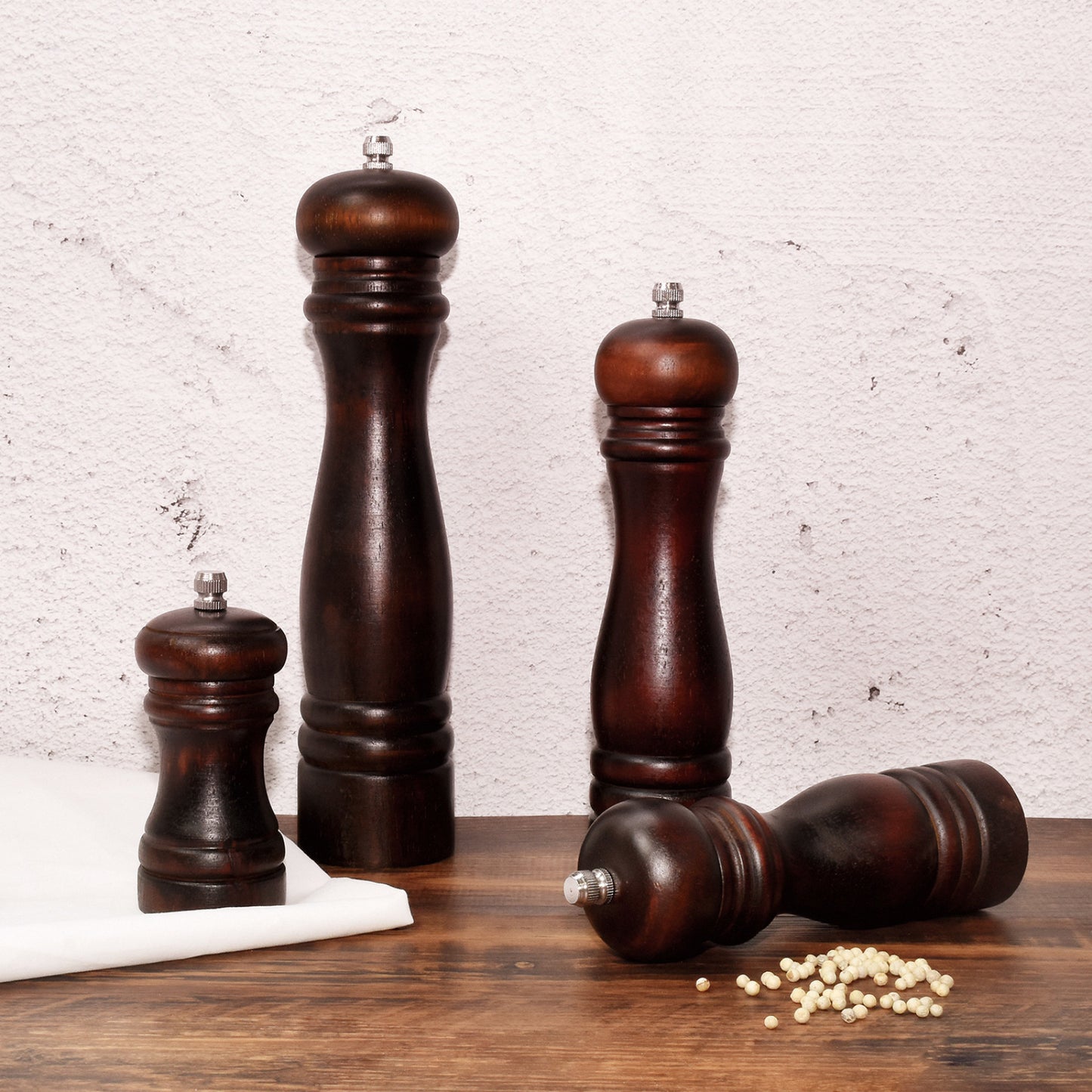 Wooden Pepper Grinder and Kitchen Spice Bottle