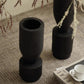 Rustic Wabi-Sabi Carbonized Wood Vase by WoodyKitchenware featuring textured, darkened wood with an artistic, natural finish.