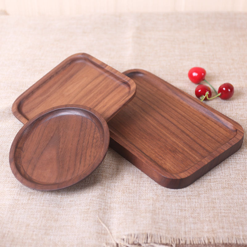 Rectangular Black Walnut Dinner Plate - Japanese-Inspired Design