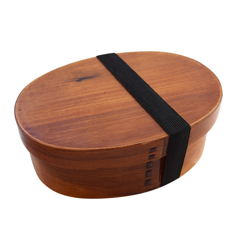 Ronde bruine houten bentobox