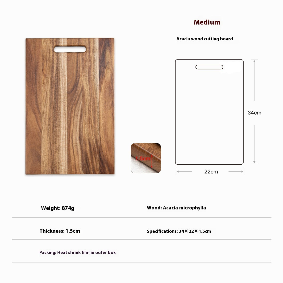 Square Acacia Chopping Board: The Steakhouse Monolith | Woody's Rituals 6