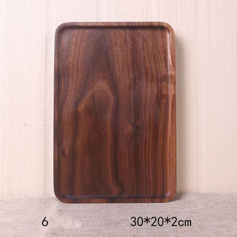 Japanese Style Wooden Black Walnut Rectangular Dinner Plate – Elegant & Durable