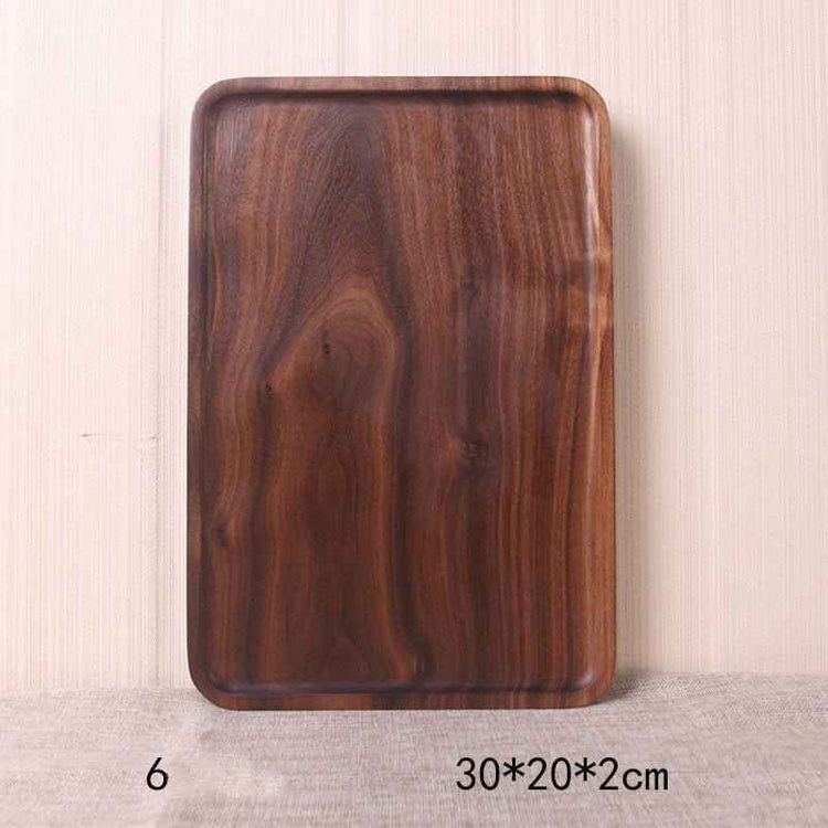 Japanese Style Wooden Black Walnut Rectangular Dinner Plate – Elegant & Durable
