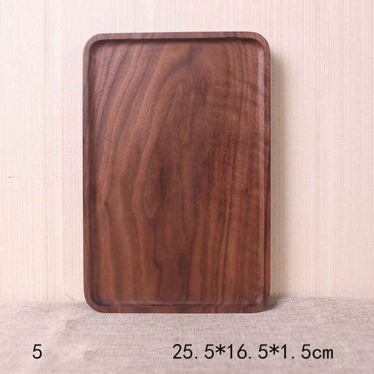 Japanese Style Wooden Black Walnut Rectangular Dinner Plate – Elegant & Durable