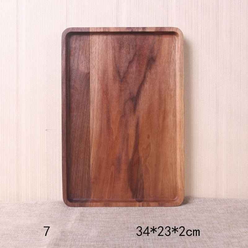 Japanese Style Wooden Black Walnut Rectangular Dinner Plate – Elegant & Durable