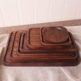 Japanese Style Wooden Black Walnut Rectangular Dinner Plate – Elegant & Durable