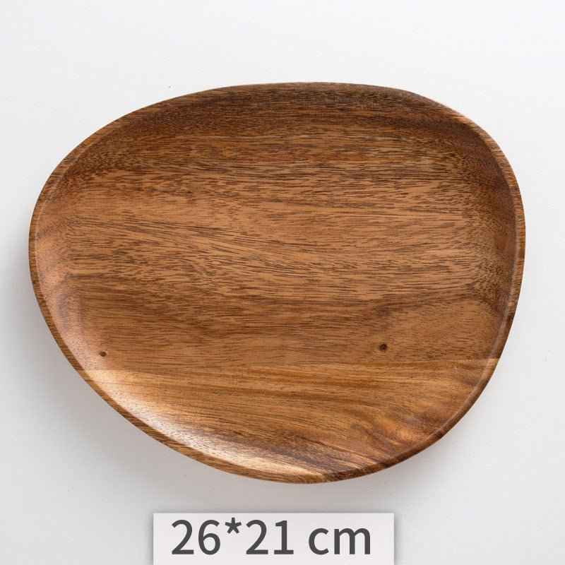 Rustic Acacia Wood Irregular Tray – Handcrafted Cake & Dinner Plate for Home & Hotel Use