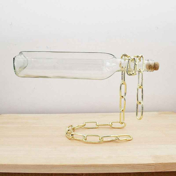 Suspended Wine Bottle Decoration – Elegant Hanging Display