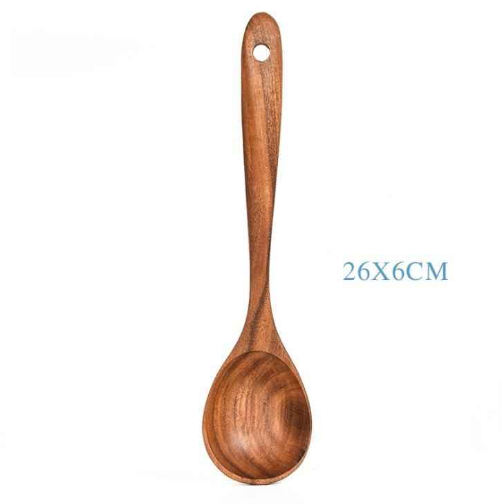 Teak Natural Wood Tableware Spoon Ladle Turner Rice Colander Soup Skimmer Cooking Tool Set