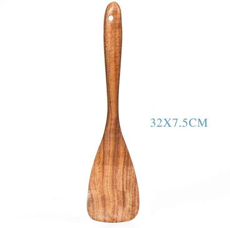 Teak Natural Wood Tableware Spoon Ladle Turner Rice Colander Soup Skimmer Cooking Tool Set