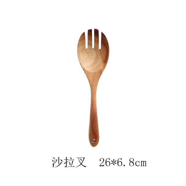Teak Natural Wood Tableware Spoon Ladle Turner Rice Colander Soup Skimmer Cooking Tool Set