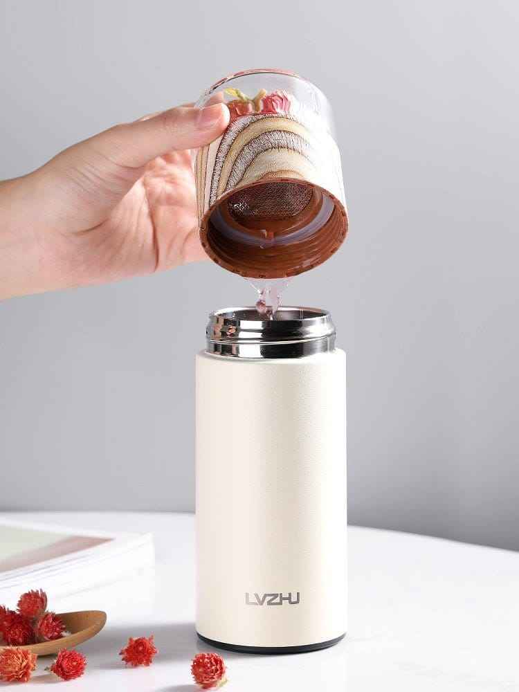 Thermos Water Bottle Tea Separation Mug – 360ml Stainless Steel Travel Mug with Tea Infuser