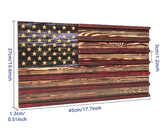 Wooden American flag with dimensions on a white background