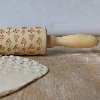 Wooden Christmas Poker Printing Rolling Pin – Add a Touch of Festive Fun to Your Baking
