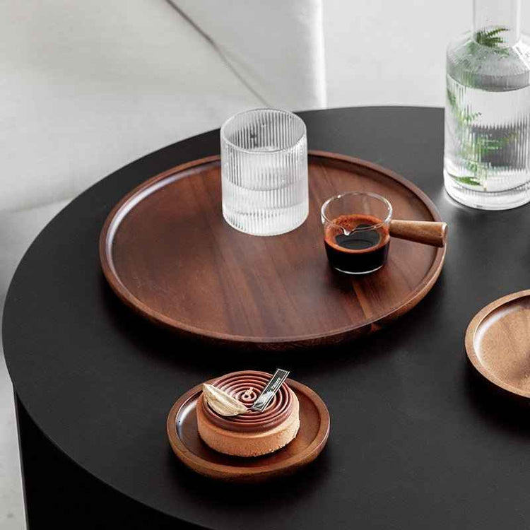 Wooden Circular Japanese Storage Cake Tray – Elegant Round Wooden Cake Stand