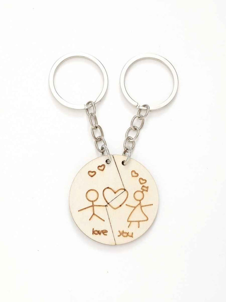 Wooden Key B Couple Gift Pendant – Togetherness Symbol for Lovebirds