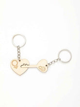Wooden Key B Couple Gift Pendant – Togetherness Symbol for Lovebirds