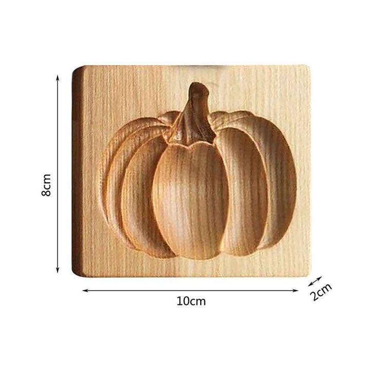 Wooden Pumpkin Cake Embossing Mold – Traditional Hand-Carved Baking Tool