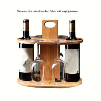 Bamboo Wine Rack - Wooden Drink Ware: Wooden Wine Rack Ornament Made Of Bamboo - Image 2
