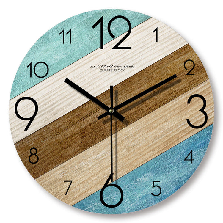 Handcrafted 12-inch wooden wall clock by WoodyKitchenware, featuring a natural solid wood design and minimalist clock face.