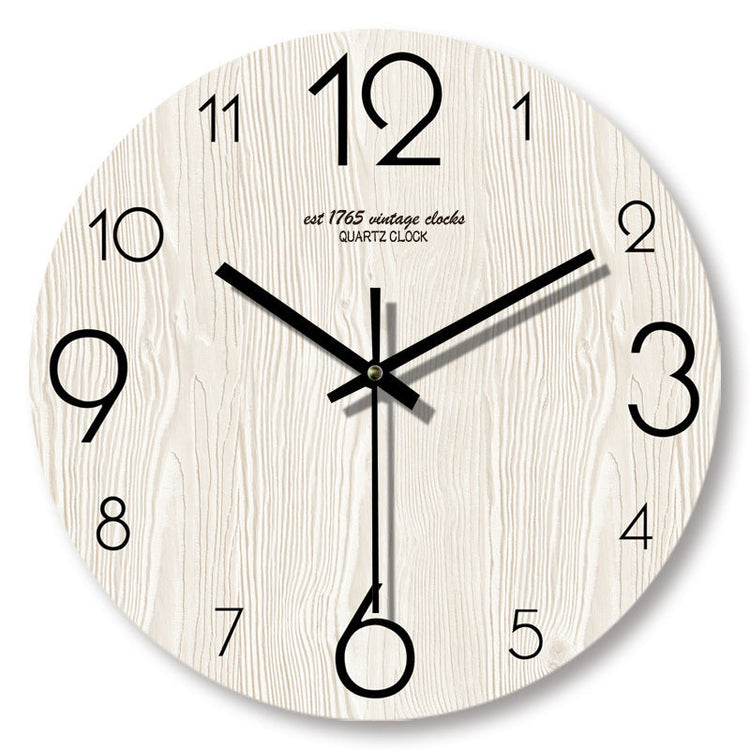 Handcrafted 12-inch wooden wall clock by WoodyKitchenware, featuring a natural wood finish and minimalist design.