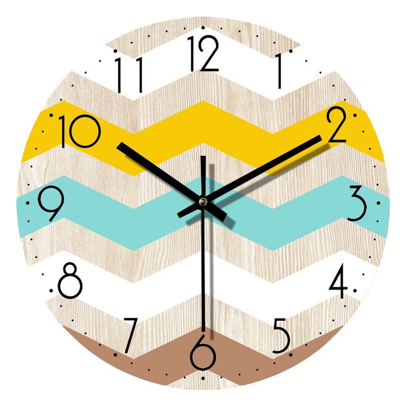 Handcrafted 12-inch wooden wall clock by WoodyKitchenware, featuring a natural solid wood design with black clock hands.