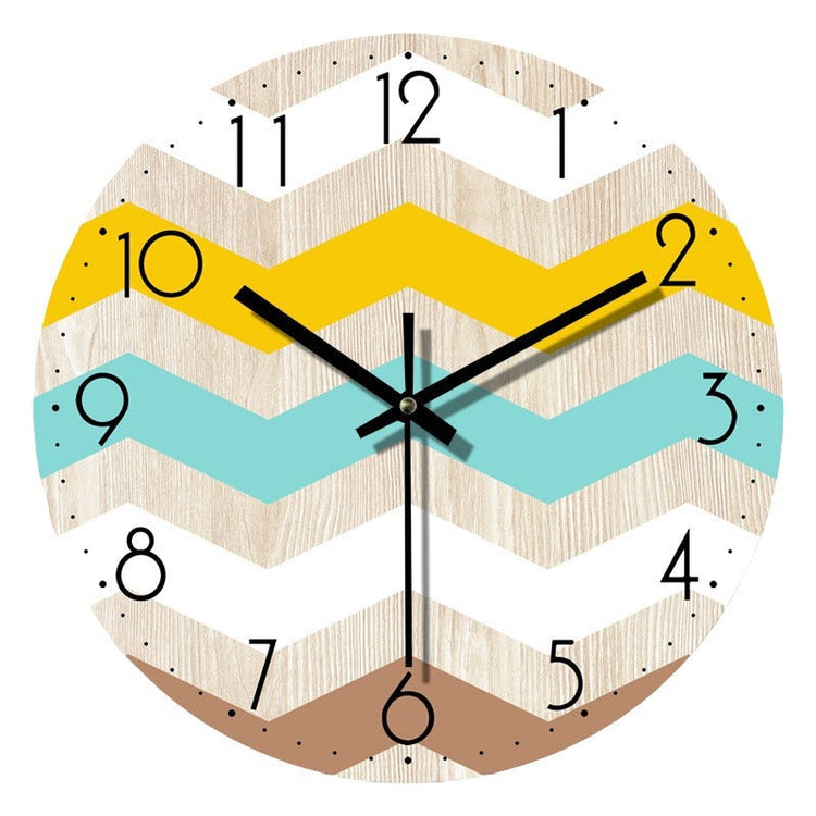 Handcrafted 12-inch wooden wall clock by WoodyKitchenware, featuring a natural solid wood design with black clock hands.