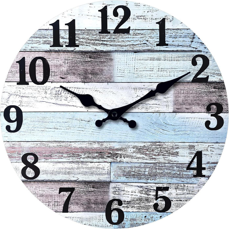 Handcrafted 12-inch wooden wall clock by WoodyKitchenware, featuring a natural solid wood finish and minimalist design.