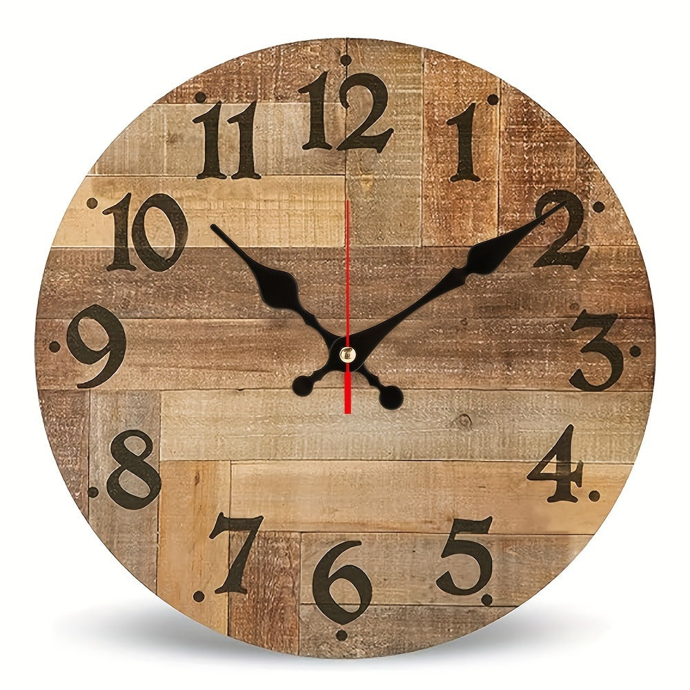 Handcrafted 12-inch wooden wall clock by WoodyKitchenware, featuring a natural solid wood finish and minimalist design.