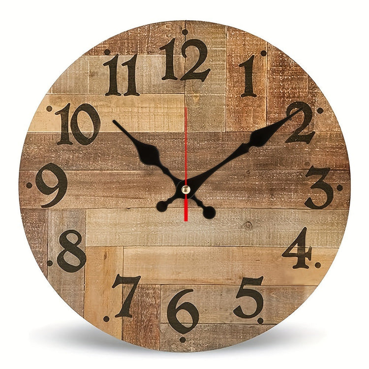 Handcrafted 12-inch wooden wall clock by WoodyKitchenware, featuring a natural solid wood finish and minimalist design.