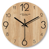Handcrafted 12-inch wooden wall clock by WoodyKitchenware, featuring a natural solid wood design and minimalist style.