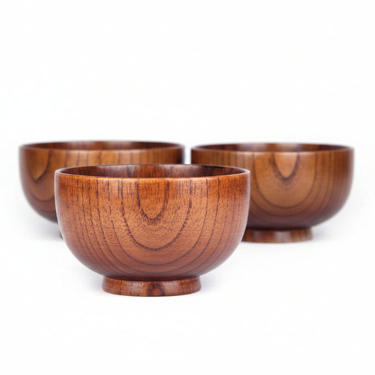 Wooden Japanese-style rice and soup bowl by WoodyKitchenware, featuring warm, eco-chic design perfect for versatile use.
