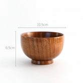Wooden Japanese-style rice and soup bowl by WoodyKitchenware, warm, versatile, eco-chic, featuring smooth wood grain and traditional design.