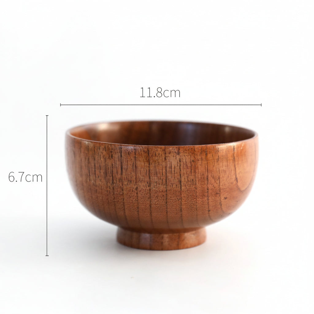 Wooden Japanese-style rice and soup bowl by WoodyKitchenware, warm-toned, versatile, eco-friendly, with smooth finish and traditional design.
