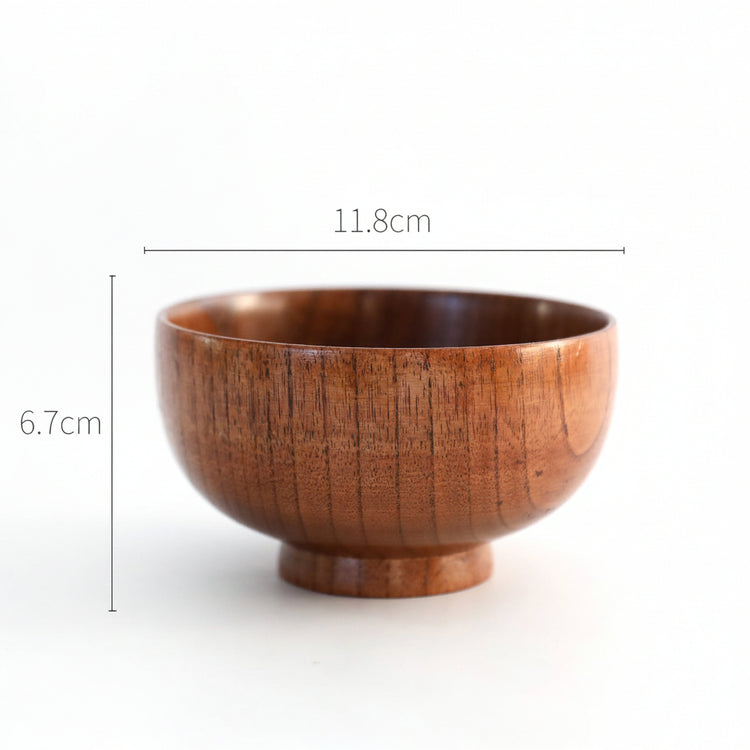 Wooden Japanese-style rice and soup bowl by WoodyKitchenware, warm-toned, versatile, eco-friendly, with smooth finish and traditional design.