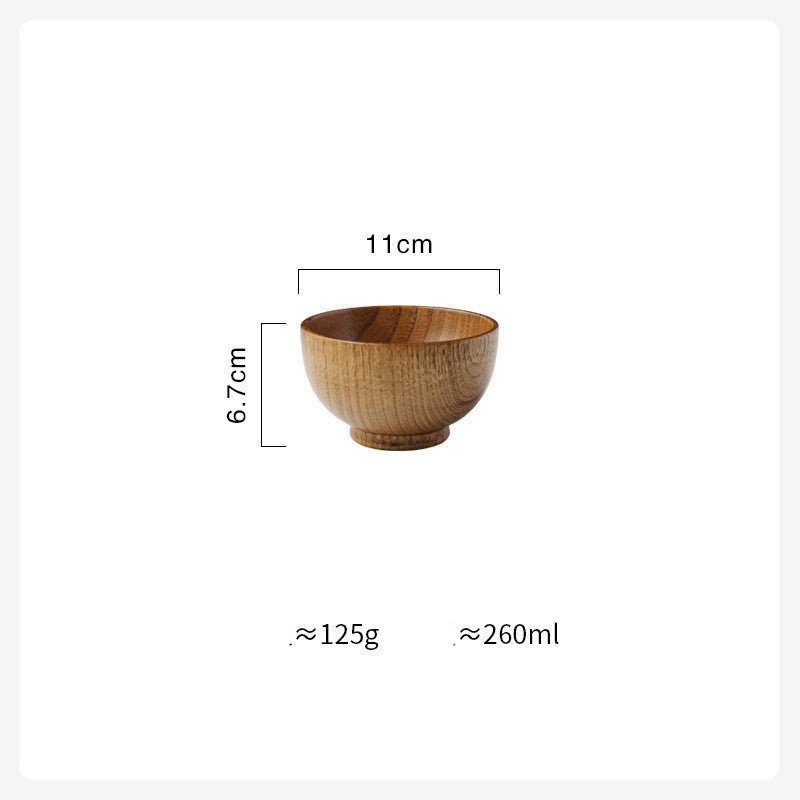 Wooden Japanese-style rice and soup bowl by WoodyKitchenware, showcasing warm, versatile, eco-chic design with natural wood grain.