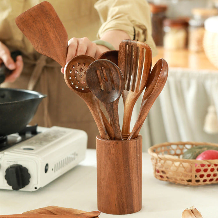 Set of 10 wooden cooking spatulas from WoodyKitchenware Fortress collection by WoodyKitchenware, crafted from solid timber.