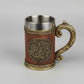 Wooden World Tree Beer Mug by WoodyKitchenware, 600ml solid wood vessel with engraved tree design for craft beer or beverages.