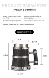 Large handle beer mug by WoodyKitchenware featuring a monolithic pylon design, 600ml capacity, handcrafted wooden vessel.