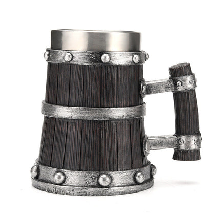 Large handle beer mug by WoodyKitchenware with a 600ml capacity, handcrafted monolithic pylon design, ideal for craft beer enjoyment.