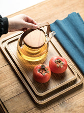 Wooden rectangular tray by WoodyKitchenware with a retro design, perfect for restaurant and commercial use, showcasing timeless elegance.
