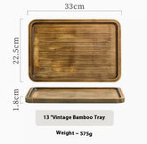 Wooden rectangular tray by WoodyKitchenware with a retro finish, ideal for restaurant or home serving.